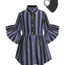 A T U N Grey Striped Shirt Dress-picture-34