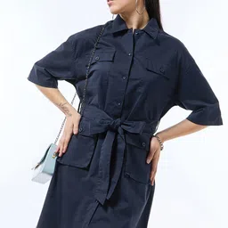 Bewakoof Women Pocket Detailing Oversized Shirt Dress-picture-49