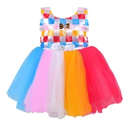 Wish Karo Multicoloured Colourblocked Net Dress-picture-21