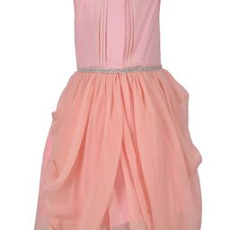 Samsara Couture Girls Pink Fit And Flare Net Dress-image-83