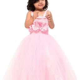 Samsara Couture Girls Pink Cotton Net Dress-image-32