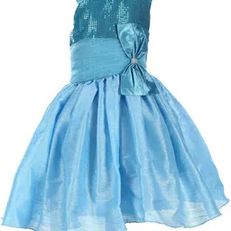 Samsara Couture Blue Embellished Fit and Flare Gown Net Dress-image-5