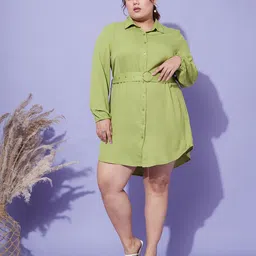 SASSAFRAS Curve Crepe Shirt Dress-21