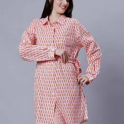 MINGLAY Floral Printed Cotton Shirt Dress-image-79