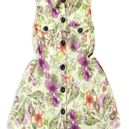 M'andy Girls Floral Printed Cut-Out Detailed Shirt Dress-image-95