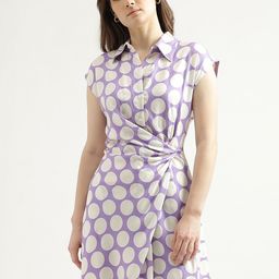 United Colors of Benetton Geometric Printed Smocked Shirt Style Dress-image-55
