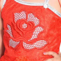 ahhaaaa Red Embellished Net Fit and Flare Dress image 2