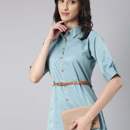 SHOWOFF Satin Shirt Dress-image-25