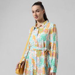 ONLY Abstract Printed Belted Shirt Dress-22