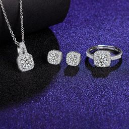 MYKI Silver-Plated Classic Square Shaped Cubic Zirconia Jewellery Set-14