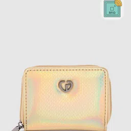 Caprese Women Abstract Textured Zip Around Wallet Iridescent Effect-5