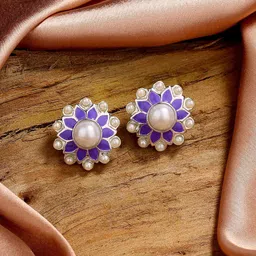 Estele Gold Plated Floral Studs Earrings-16