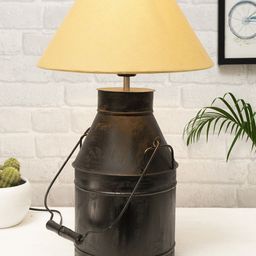 Homesake Gold-Toned & Grey Solid Milk Churn Can Table Lamp With Cone Shade-29