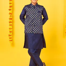 BonOrganik Boys Mandarin Collar Pure Silk Kurta With Pyjama-35