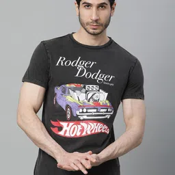 Free Authority Hot Wheels Printed Round Neck Short Sleeves Pure Cotton T-Shirt-image-80