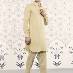 Ode by House of Pataudi Shirt Collar Regular Kurta With Pyjamas-image-84