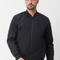 SPYKAR Men Black Bomber with Patchwork Jacket-picture-16