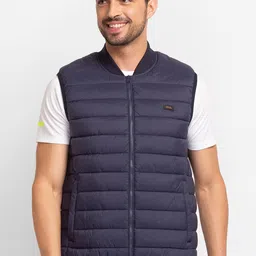 SPYKAR Men Blue Striped Puffer Jacket-26