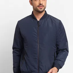 SPYKAR Men Blue Padded Jacket with Patchwork-image-8