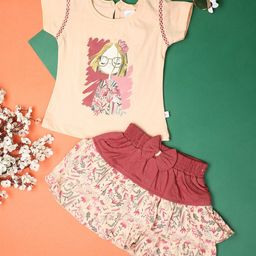 V-Mart Girls Printed T-shirt with Skirt-picture-13
