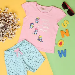 V-Mart Girls Printed T-shirt with Shorts-image-71