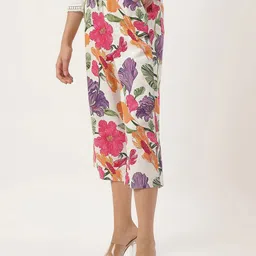 Marks & Spencer Women Floral Printed Straight Fit High-Rise Culottes Trousers-image-91
