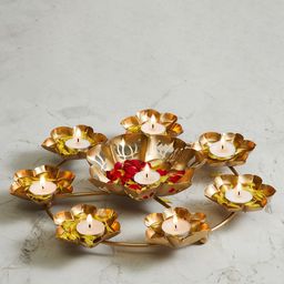 Home Centre Gold-Toned Cut-out Detailed Metal T-Light Candle Holder-image-58