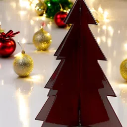 Hind Decor Red Metallic Christmas Tree Figurine-57