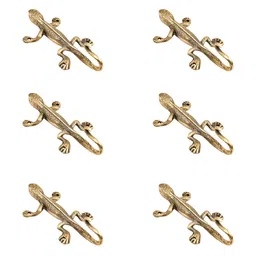 IndianShelf Gold-Toned 6 Pieces Brass Lizard Cloth Hangers Coat Hooks-13