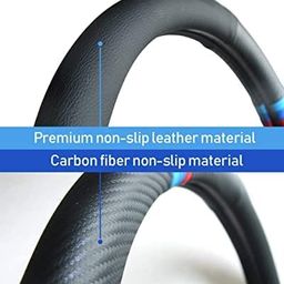 Juflix Premium Faux Leather Steering Wheel Cover- Black Stich, DIY - No Tools Required to Fit, Stretches to Fit Most Steering Wheels, Universal Size image 5