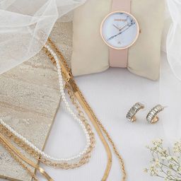 JOKER & WITCH Pink & White Faux Love Stack Watch Gift & Jewellery Gift Set-image-10