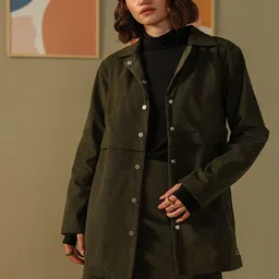 Muvazo Women Corduroy Open Front Jacket-image-12