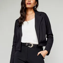 AND Lapel Collar Long Sleeves Open Front Jacket-image-34