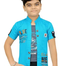BAESD Boys Typography Printed Lightweight Open Front Jacket With Attached T-Shirt-9