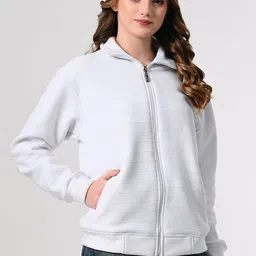 BAESD Women Mock Collar Self Design Woollen Casual Lightweight Bomber Jacket-24