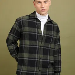 HIGHLANDER Checked Oversized Flannel Checked Shirt-image-14
