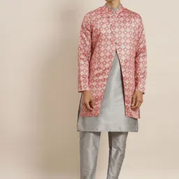 SOJANYA Men Grey Kurta Set & Jacket-picture-23