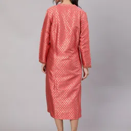 AKS Ethnic Motifs Woven Design Reversible Longline Open Front Jacket image 5