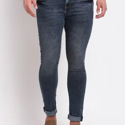 LOUIS STITCH Men Slim Fit Light Fade Stretchable Cuffed Hem Jeans-image-83