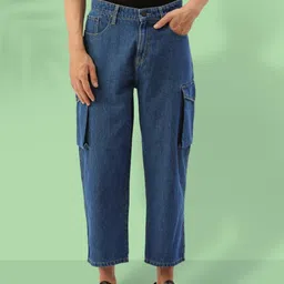 Bene Kleed Men Pure Cotton Loose Crop Cargo Jeans-image-18