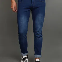 V-Mart Men Slim Fit Light Fade Dobby Cotton Jeans-image-70