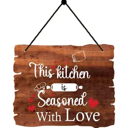 Home Delight Coffee Brown Kitchen-Seasoned With Love Wooden Wall Hanging-image-37