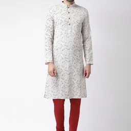 KISAH Floral Printed Mandarin Collar Straight Regular Kurta-64