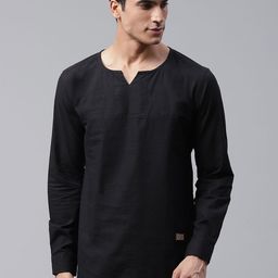 DENNISON Men Black Solid Straight Kurta-picture-31