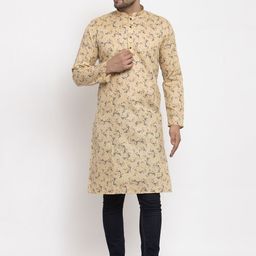 KRAFT INDIA Men Beige & Blue Floral Printed Straight Kurta-31