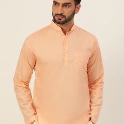 JAVINISHKA Mandarin Collar Cotton Linen Straight Kurta-picture-27