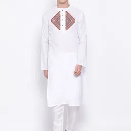 DEVOILER Geometric Printed Mandarin Collar Block Print Straight Kurta-8