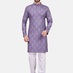 Studio Shringaar Ikat Printed Mandarin Collar Relaxed Fit Straight Kurta-picture-43