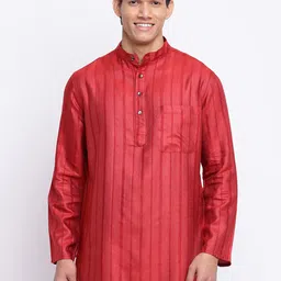 Fabindia Men Maroon Striped Short  Kurta-19