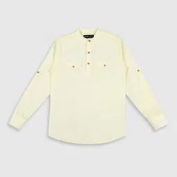 CAVIO Boys Band Collar Roll-Up Sleeves Pure Cotton Straight Kurta-picture-35